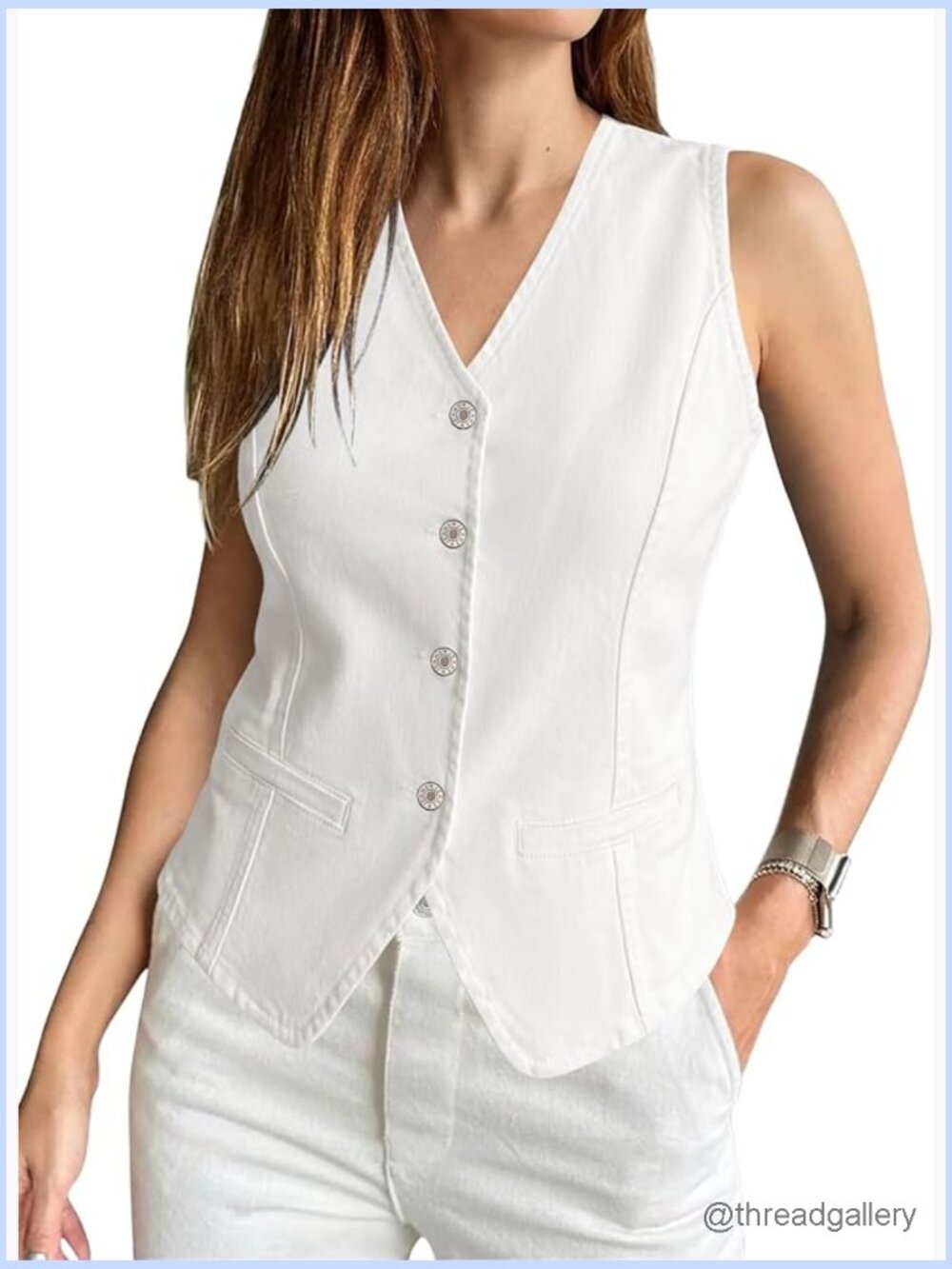 Denim Vest Women Summer Sleeveless Stretchy Western Button Down Jean Vest Top